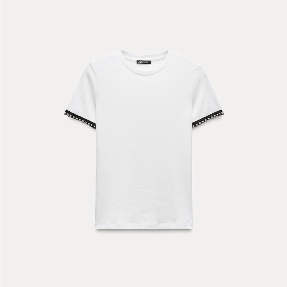 Zara CONTRAST TRIM T-SHIRT